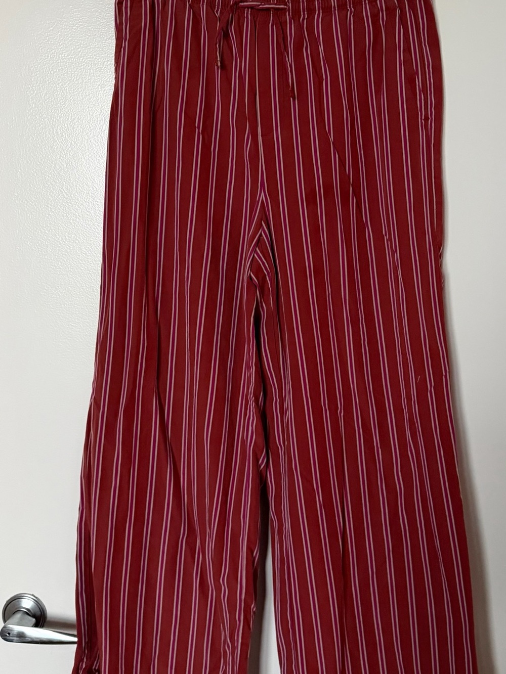 Old Navy Burgundy Red Vertical-Strip Pull-On Wide Leg Pants